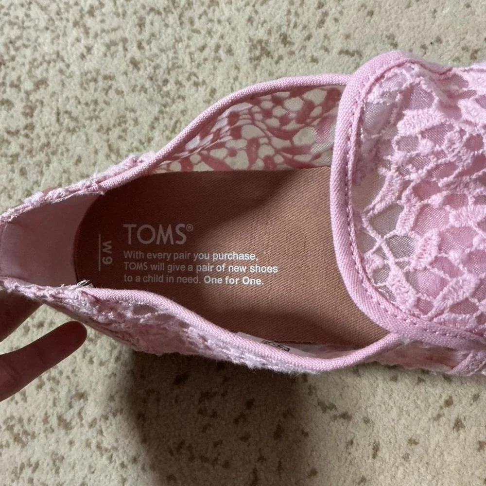 TOMS Pink Floral Lace‎ Alpargata Espadrille Slip On Shoes Womens 9 1000051217